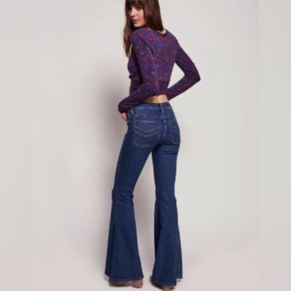 Free People Stella Blue Flare Jeans - Picture 3 of 16